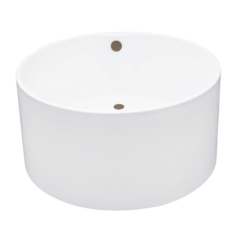 Kingston Brass Aqua Eden 45-Inch Acrylic Round Double Ended Freestanding Tub with Overflow/Drain Assembly, Antique Brass