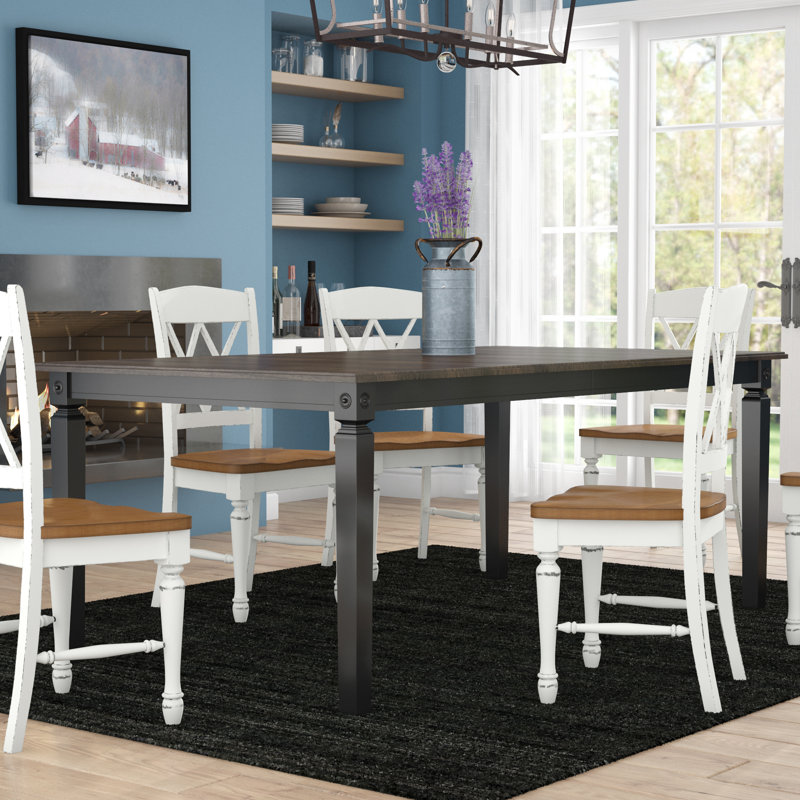 Glennwood 60-78" Wide Dining Table, Rubbed Black & Charcoal