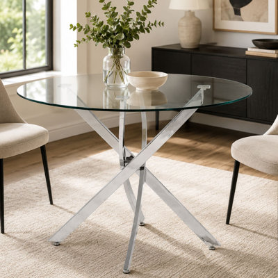 Modern Round Glass Dining Table Modern Kitchen Table For 4 Seats