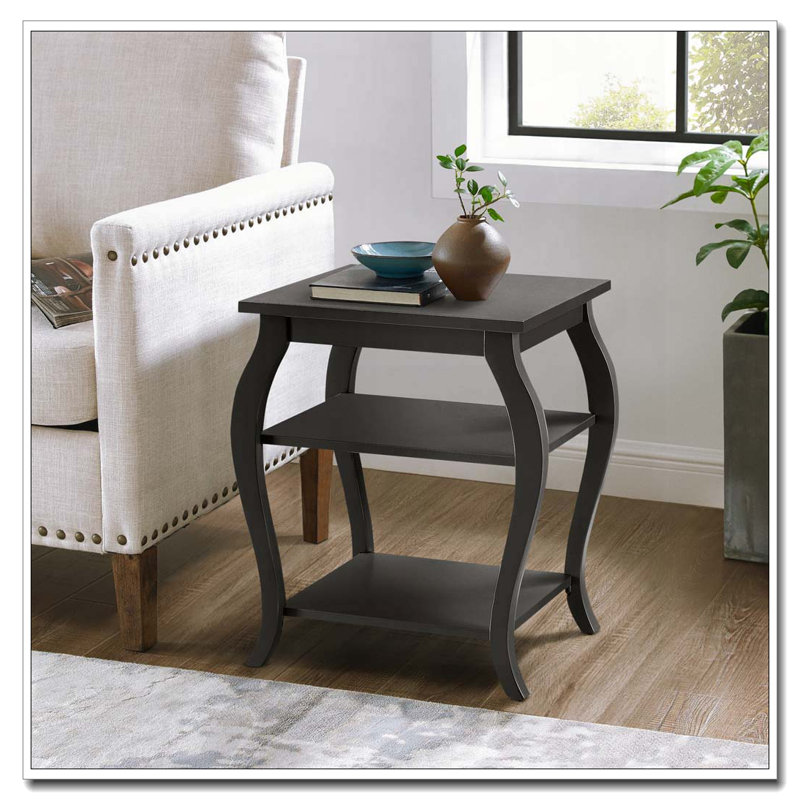 Black 2-shelf End Table, Black