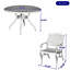 Ensemble de salle à manger d'extérieur 5 pièces avec table ronde, trou pour parasol et 4 chaises, résistant aux intempéries