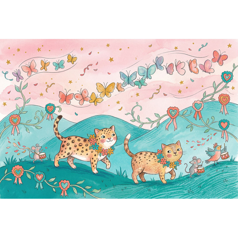 Papier peint fantaisiste, livre de contes et chats amovibles, Texturé non collé, 160 po x 108 po
