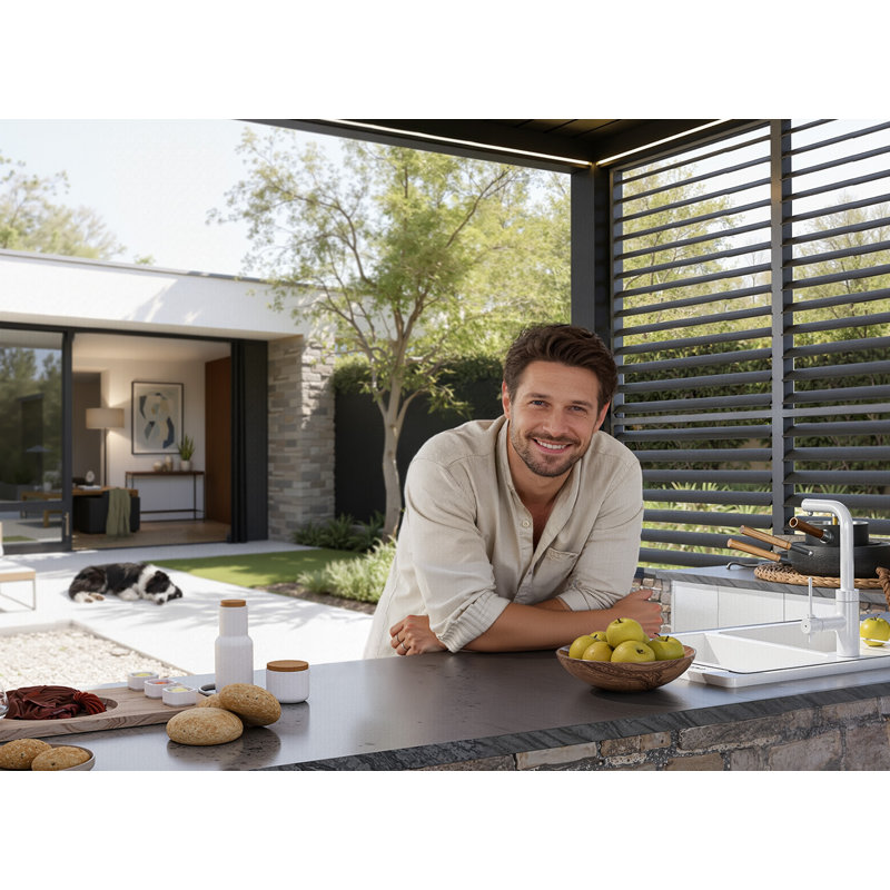FlexPatio 10 Ft. W X 10 Ft. D POWER+ PRO  Motorized Pergola Outdoor Louvered Pergola, Aluminum Pergola For Patio, Matte Black