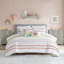 Ensemble de housse de couette double 4 pièces Haisley rose 100 % coton à rayures chenilles-552141491-552141503