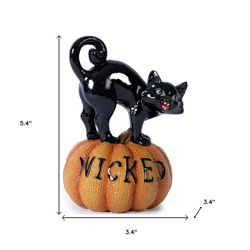 Ensemble de trois figurines de chat noir d'Halloween en polyrésine noire et orange