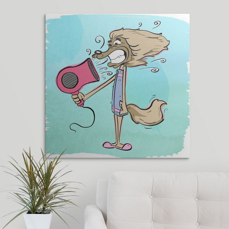 « cheveu do dog-bathtime copains », impression, H 35 po x l 35 po x P 1,5 po, Toile tendue