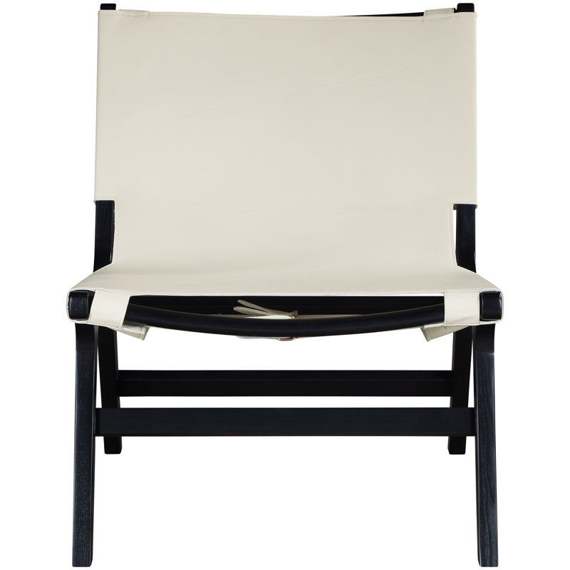 Fauteuil d'appoint en cuir Rawlins, Cuir crème végétalien, Noir