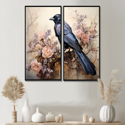 Corbeau murmure II - animaux, ensemble de 2 impressions sur toile
