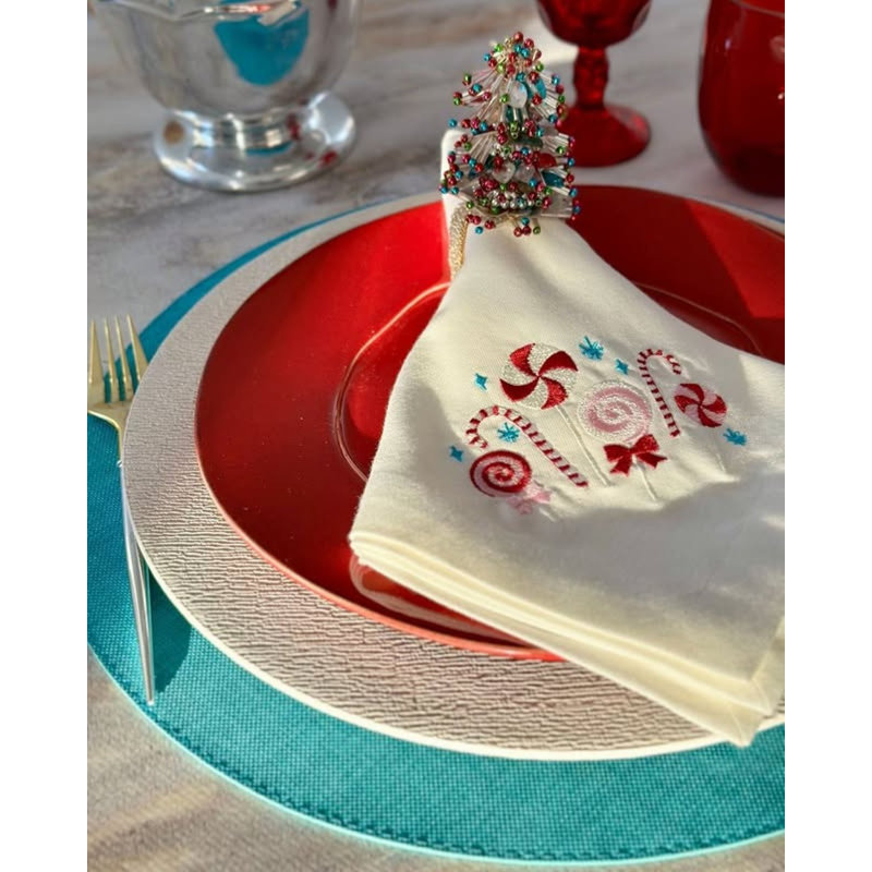 Candyland Cotton Blend Square Napkins, Pink/Turquoise