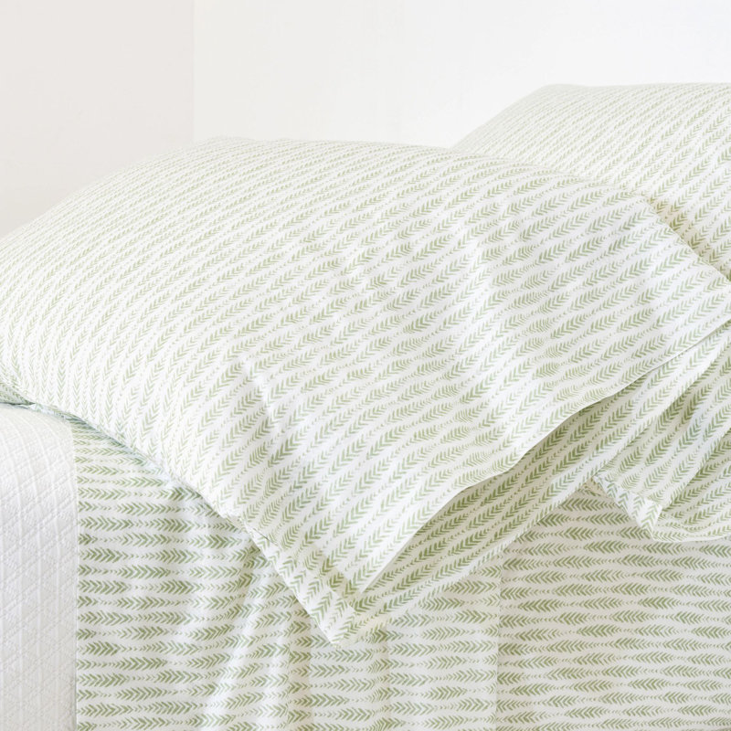 Feather Ogee Pillowcases, Sage, King Pillowcase