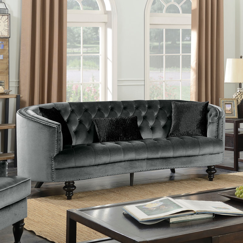 Asherton Upholstered 90'' Sofa, Grey