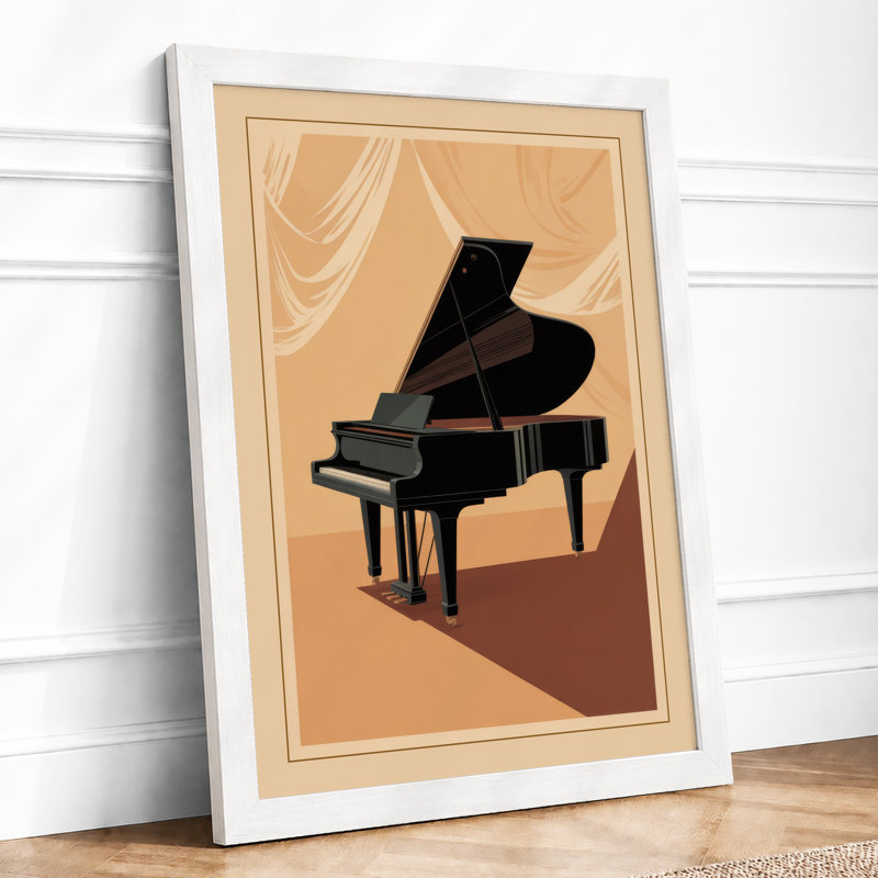 Geometric Piano Art Deco - Framed Print, A2 - 59.4 x 42.0 cm, White