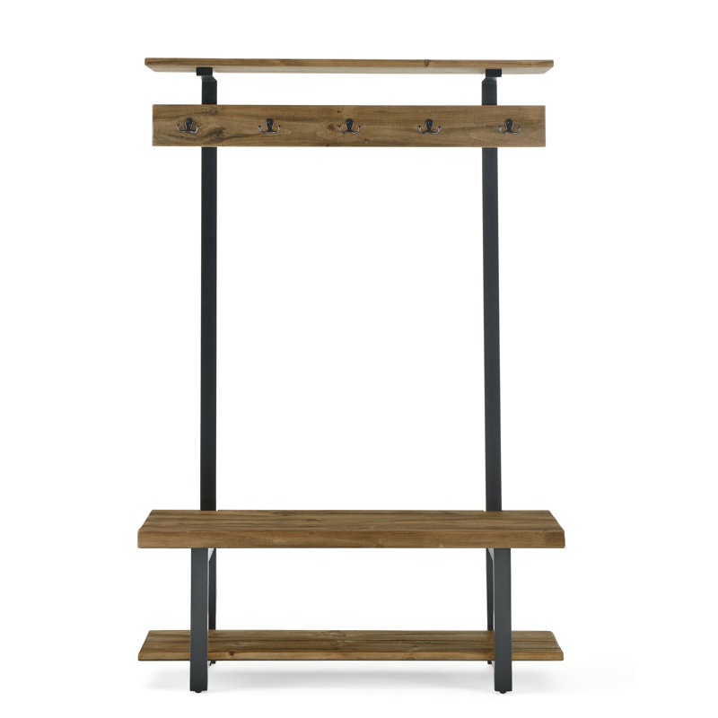 Hall Tree 121.92cm Wide with Bench and Shoe Storage, Brown