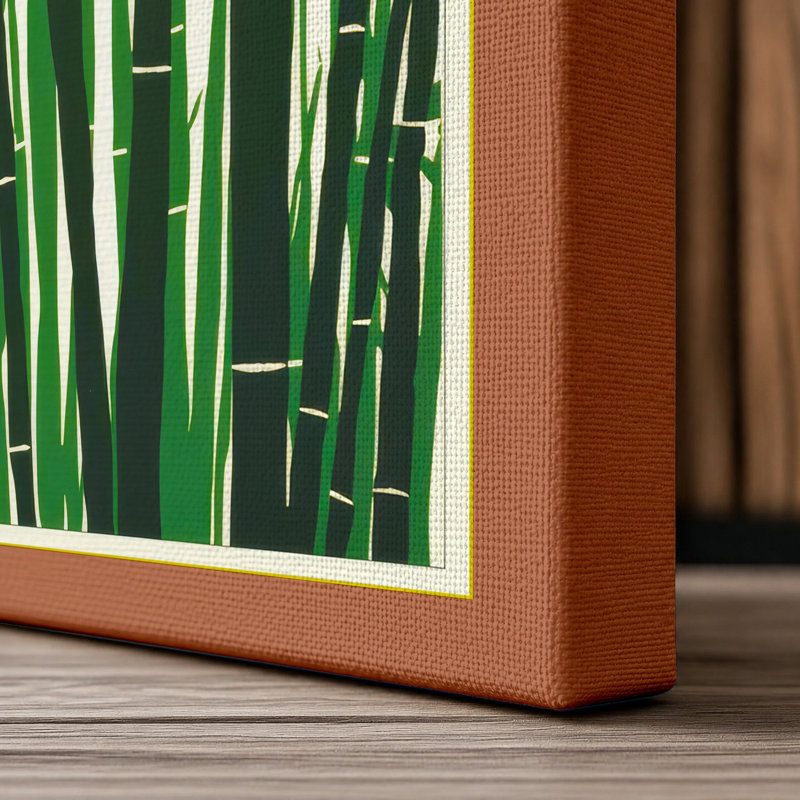 Bamboo Stand Japandi - Wrapped Canvas, 24x16 - 61.0 x 40.6 cm, Terracotta Border