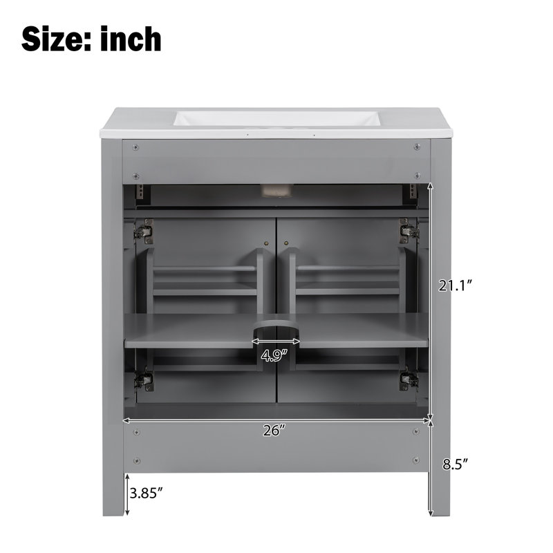 Meuble-lavabo 30 po avec lavabo en céramique, Gris