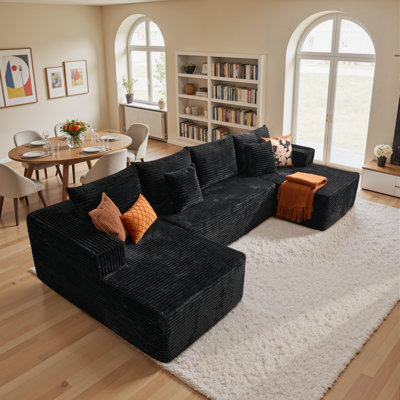 Boneless 134'' Cloud Modular U-shaped Sectional Sofa With Double Chaise, Upholstered Couch For Living Room Or Bedroom