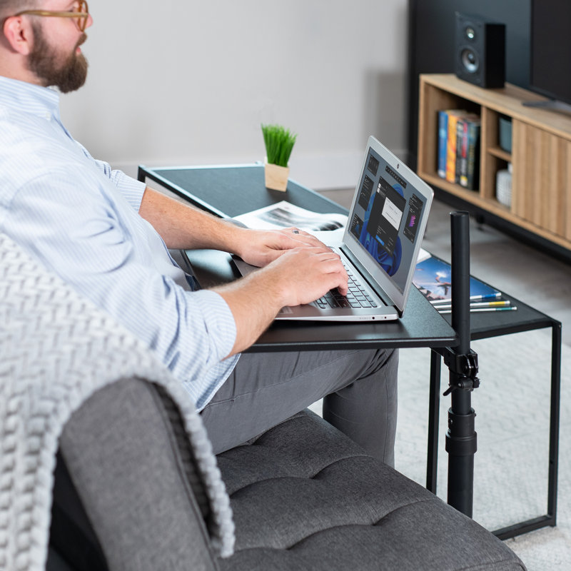 Black Adjustable Height Over Couch Swivel Laptop Desk