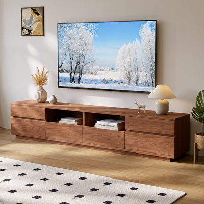 Walnut Finish TV Stand With 6 Drawers