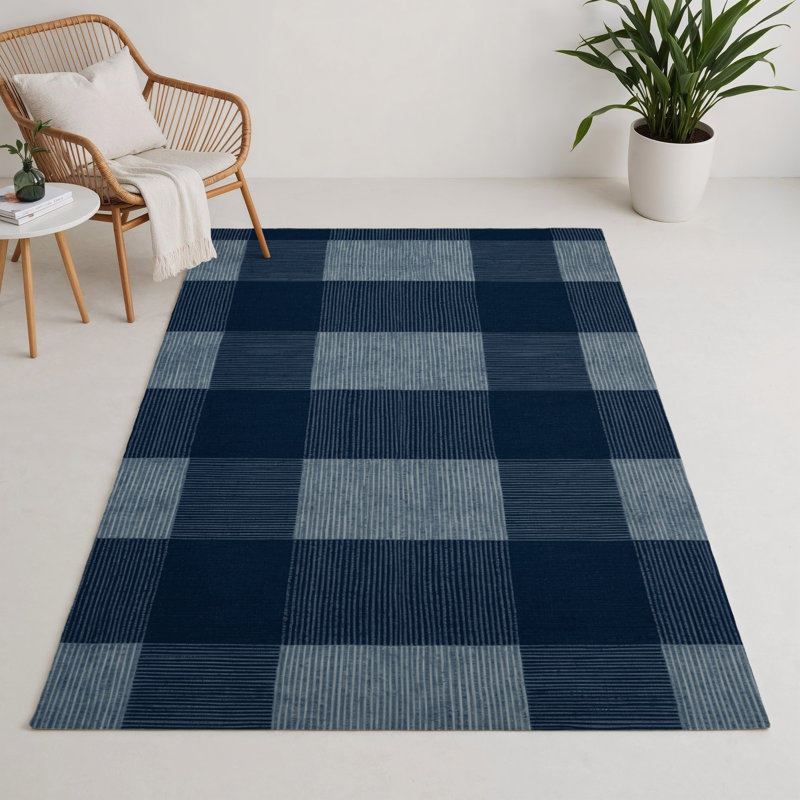 Tapis d'intérieur et d'extérieur à carreaux bleu, Rectangle 9 pi x 12 pi