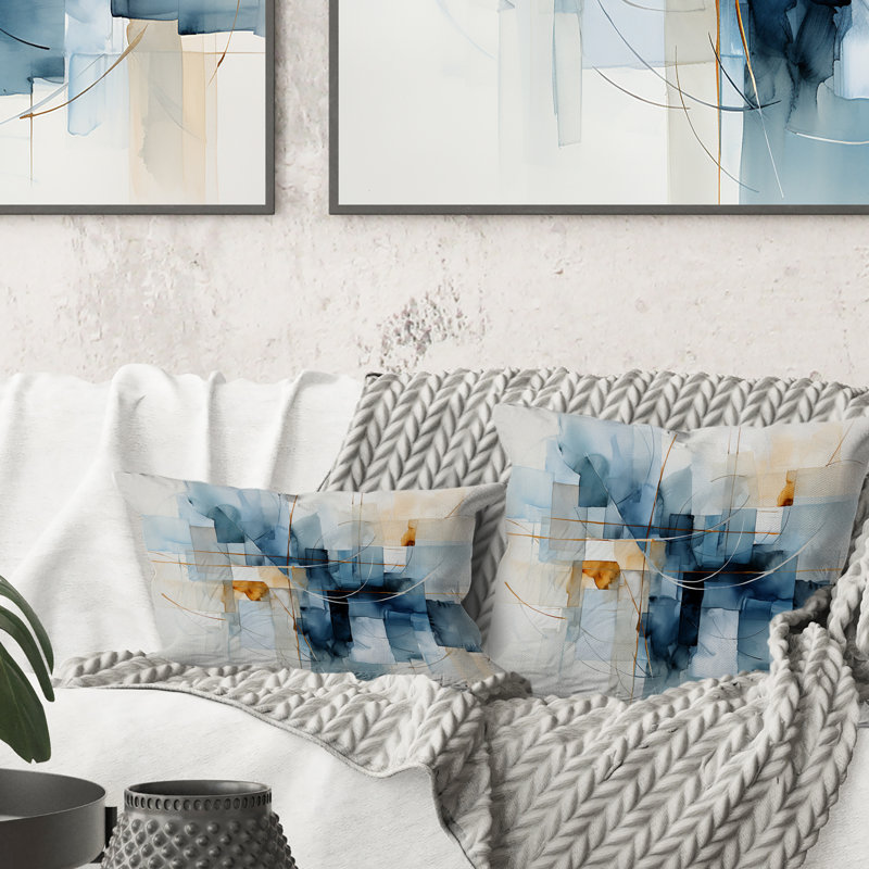 «Blue Grey Line Art Abstract Geometrics II», dessin au trait imprimé