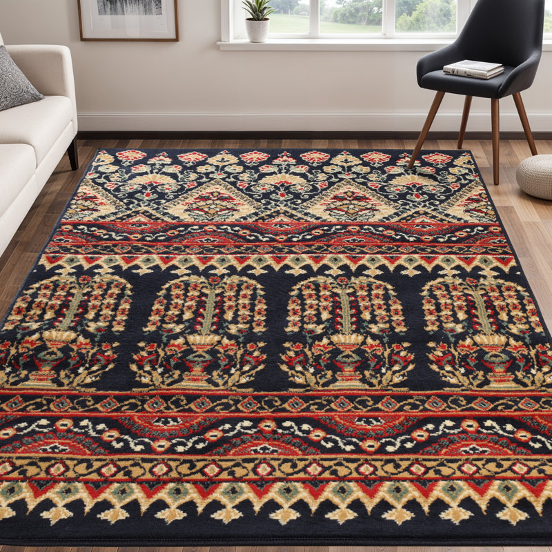 Meenakshi Adena Bohemian Floral Geometric Tribal Power-Loomed Area Rug, Rectangle 8' x 10'