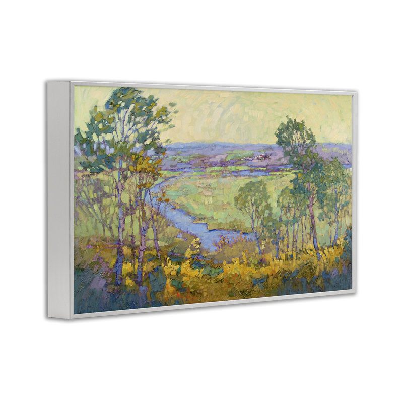 Abstract Winding Stream Giclee Art by Barbara Schilling, Coastal White Framed Giclee, 20" H x 30" W