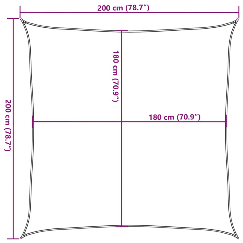 Fithian 2m x 2m Square Shade Sail, Black