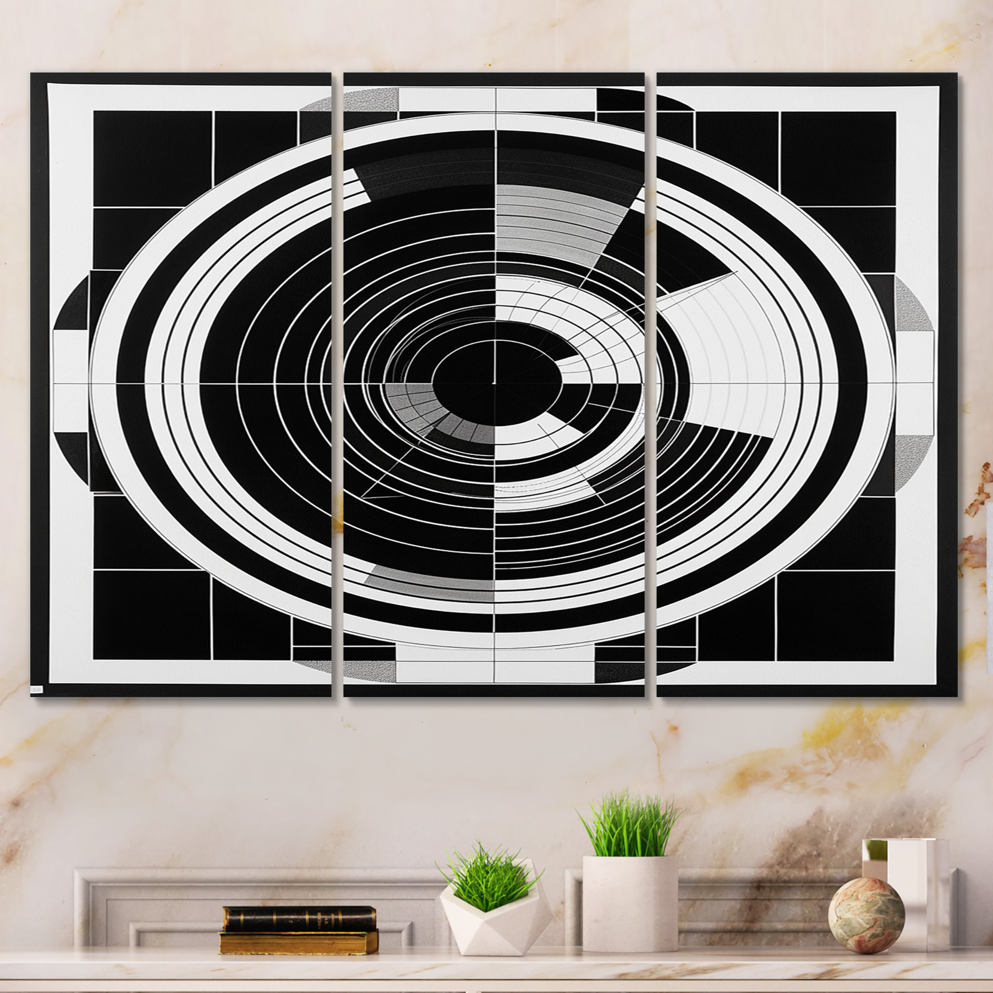 Wrought Studio™ Bauhaus Black And White Circular Minimalism - Modern ...