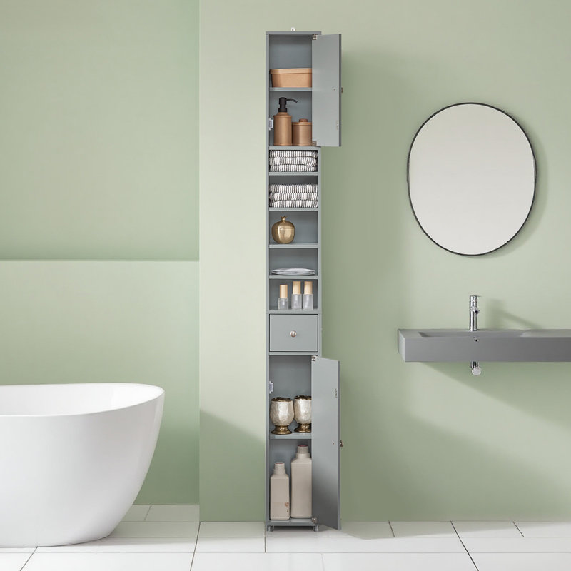 Munford Freestanding 20cm W Linen Cabinet, Grey