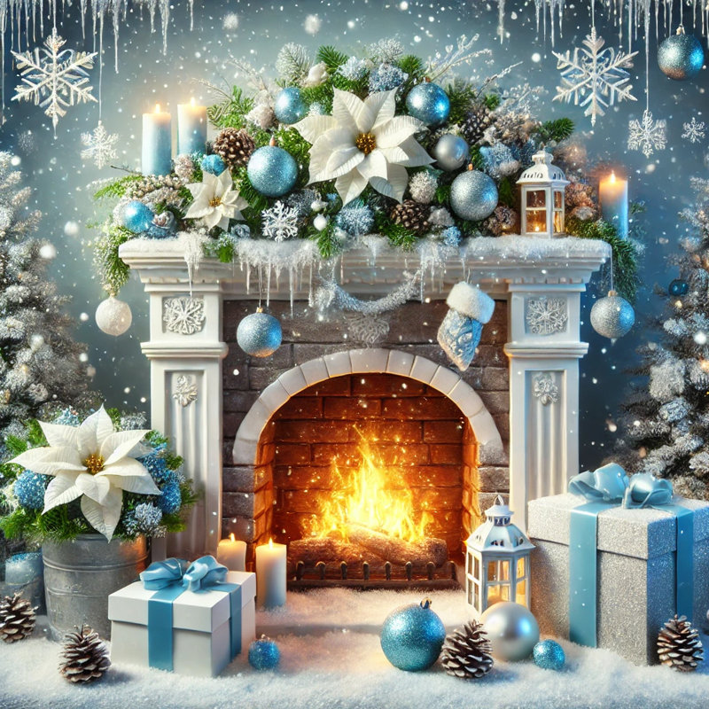 Cozy Holiday Hearth: Festive Fireplace Christmas, art sur toile, H 12 po x l 12 po x P 1 po