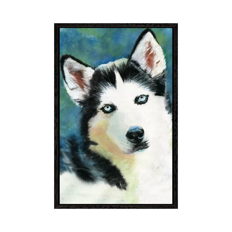 Siberian Husky 1 Piece Painting on Canvas, 101.6 cm H x 66.04 cm W, Black Framed