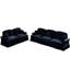 Bleu avec pétales de forme évasée, dossier à coussin incurvé et mousse haute densité pour le confort, accoudoirs modulaires classiques, tissu chenille fileté argenté