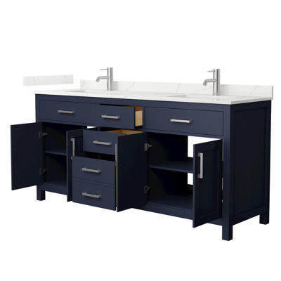 Beckett 72" Freestanding Double Bathroom Vanity with Quartz Top
