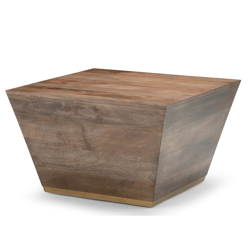 Table basse moderne carrée en bois de manguier l 28 po Abba, Marron foncé