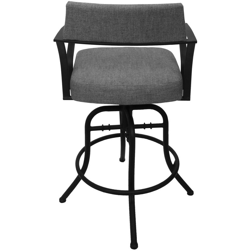 Tabouret de comptoir pivotant 26 po Chiyomi, Mélange de polyester - siège gris / noir