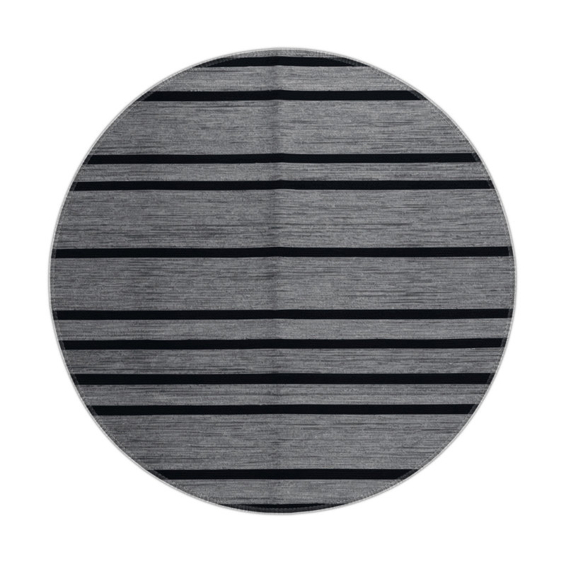 HorizontalStripes Gray Indoor and Outdoor Area Rug, Rectangle 3' x 5'
