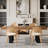 4-Person Dining Table Sets With Rectangular Extendable Dining Table & 4 Rattan Chairs-755645624