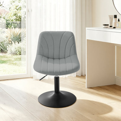 Swivel Upholstered Velvet Adjustable Height Bar Stool with Steel Frame