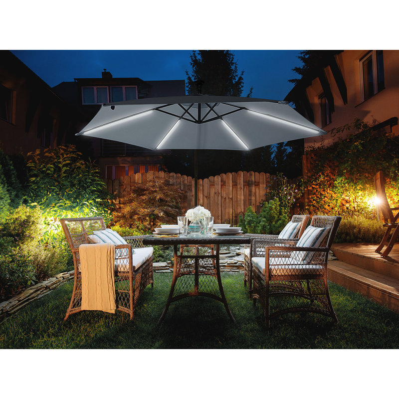 Aaronlee 285cm Lighted Cantilever Parasol, Grey