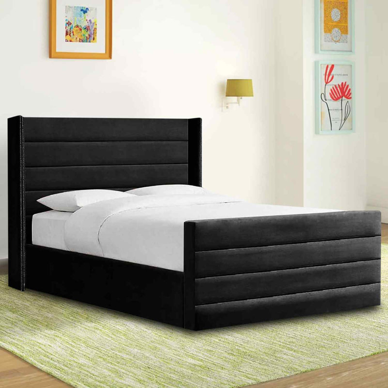Upholstered Bed, Black, Kingsize (5')