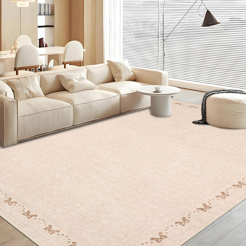 Tapis lavable en machine Bow-Knot, Beige, Rectangulaire 8 pi x 10 pi