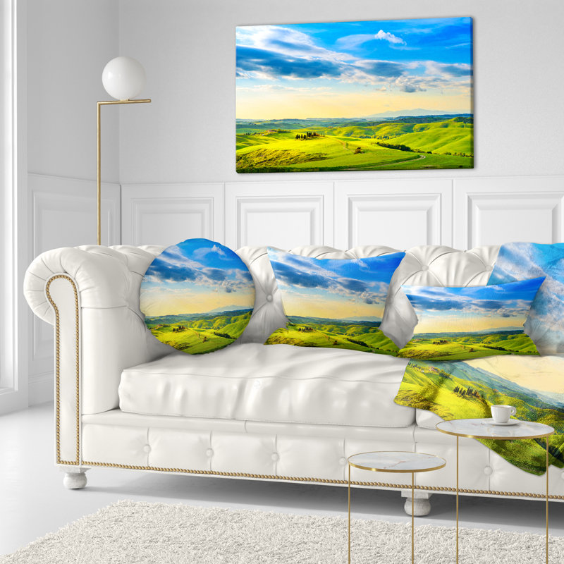Coussin décoratif imprimé campagne colorée - campagne Toscane