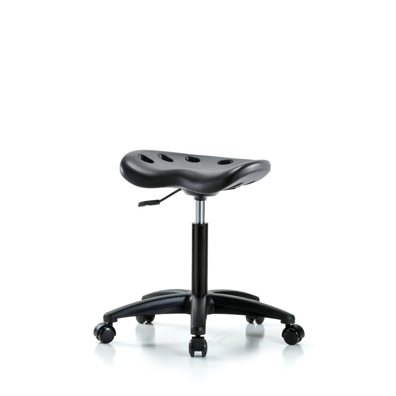Tabouret de laboratoire à hauteur ajustable Tractor, Roulettes, Noir, Noir