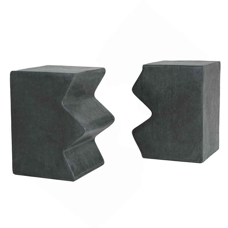 MGO Side Table, Set Of 2 Rectangular Outdoor Side Tables, Decorative Garden Stools For Indoor Outdoor, Accent Table Patio Side Table End Table W Spotted, Stone Gray Color