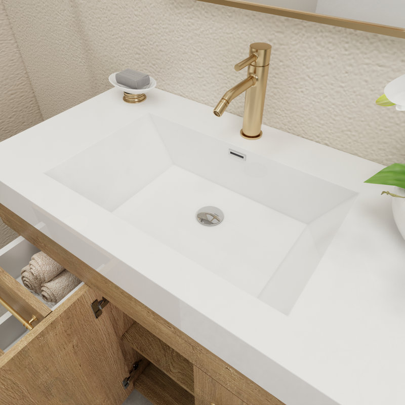 Ensemble de meuble-lavabo double 72 po avec tiroirs et portes, Chêne