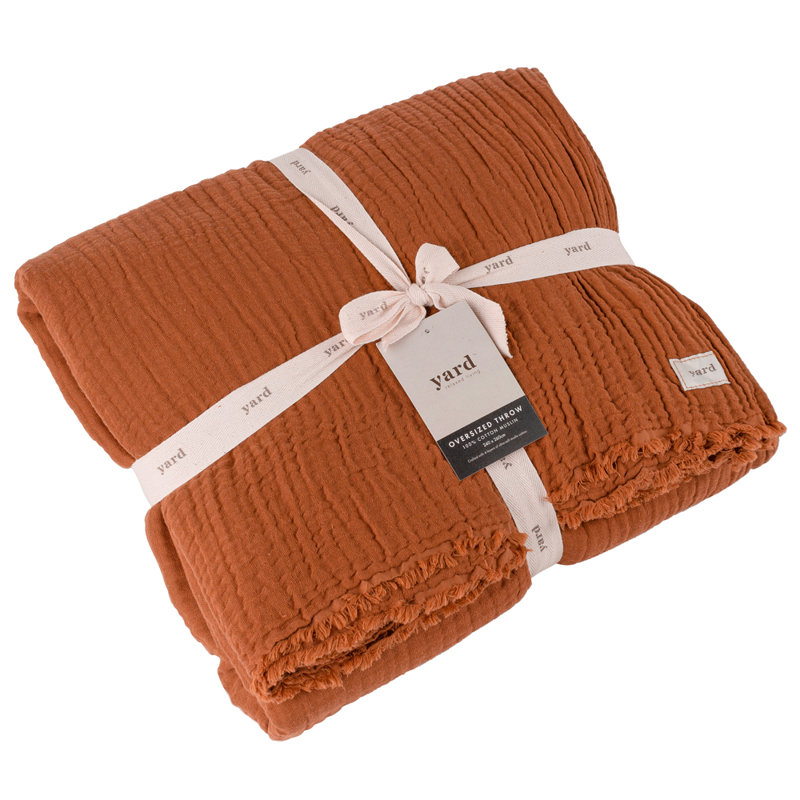 Knitted Throw Blanket, Dark Brown, W240 x L260cm