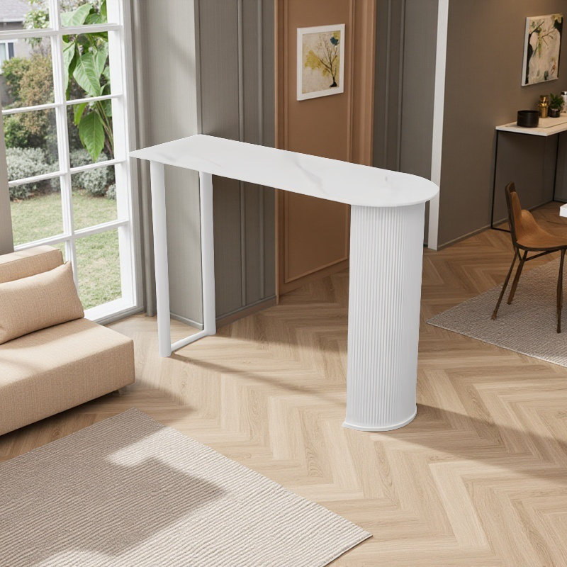 Table de bar en pierre crème, Blanc, H 41,3 po x L 55,1 po x l 15,7 po