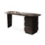 Bureau courbé en bois manufacturé brun noisette + beige avec 3 tiroirs-1858885182