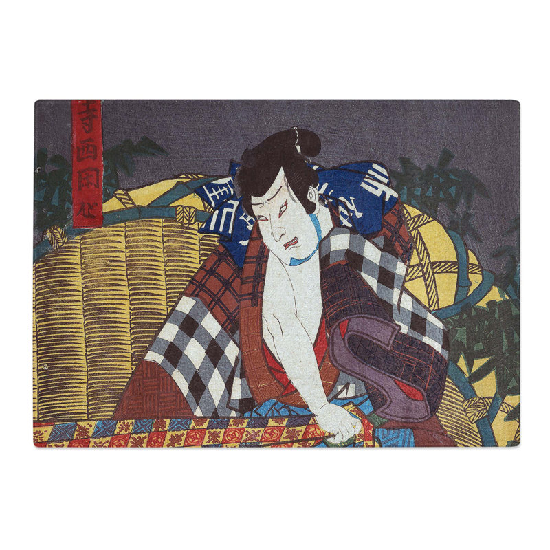 Tempered Glass Man Dressed in Robes by Utagawa Kunisada Chopping Board, 28.5 cm x 20 cm