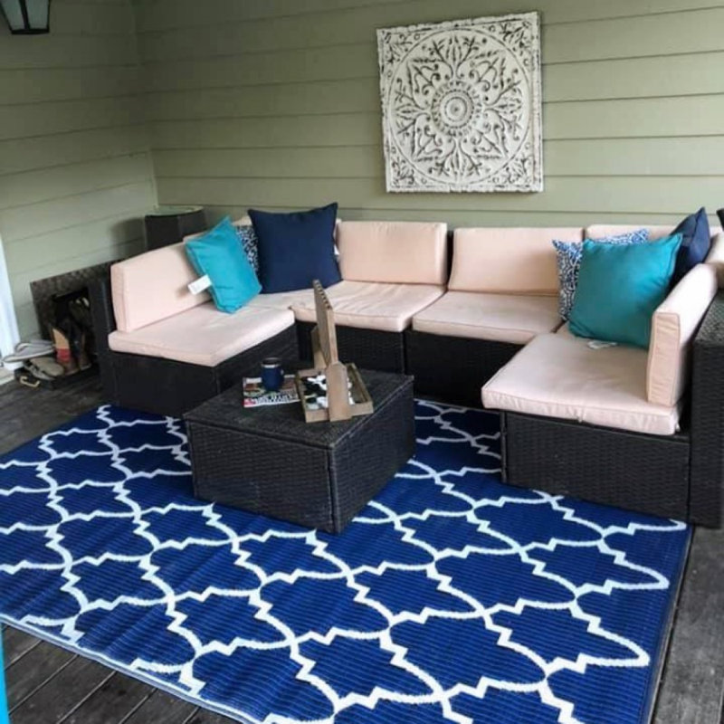 Geometric Indoor / Outdoor Rug, Rectangle 5' x 8'